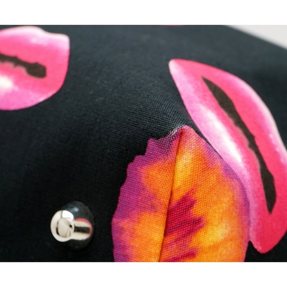 Christian Dior Shoulder Bag Flower Rhinestone Charm Patent Black Multicolor - Picture 3 of 9